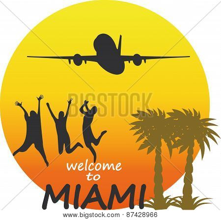Miami  - vector badge - emblem - summer tropical icon.