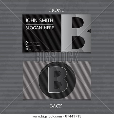 Creative Metal Business Card Letter B. Vector Illustration With Lines.
