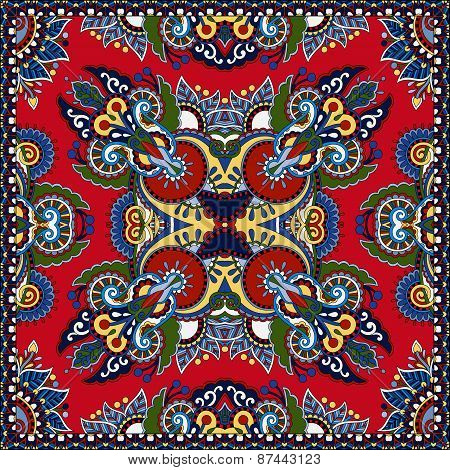 red ornamental floral paisley bandanna