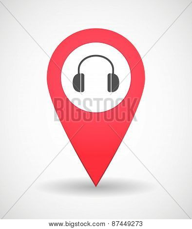 Map Mark Icon With A Ear Phones