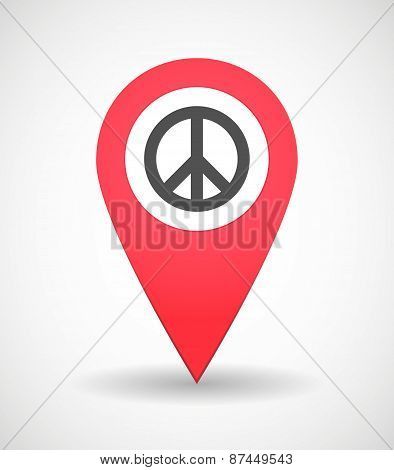 Map Mark Icon With A Peace Sign