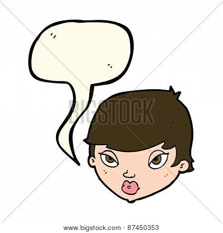 cartoon unimpressed woman with speech bubble
