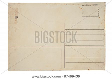 Reverse Side Of An Old Postal Card