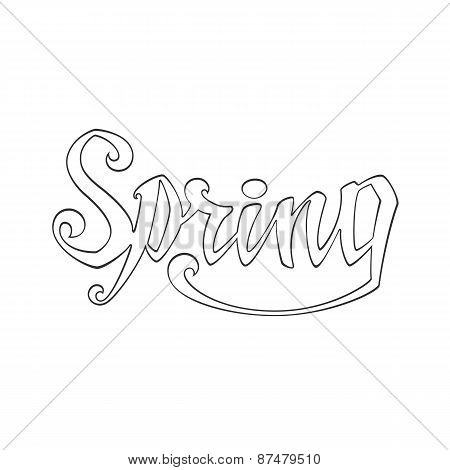 Spring. Calligraphic handwritten word.