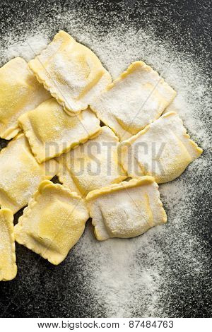 ravioli pasta on kitchen table