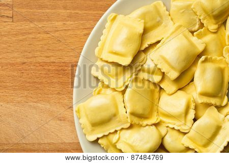 ravioli pasta on kitchen table