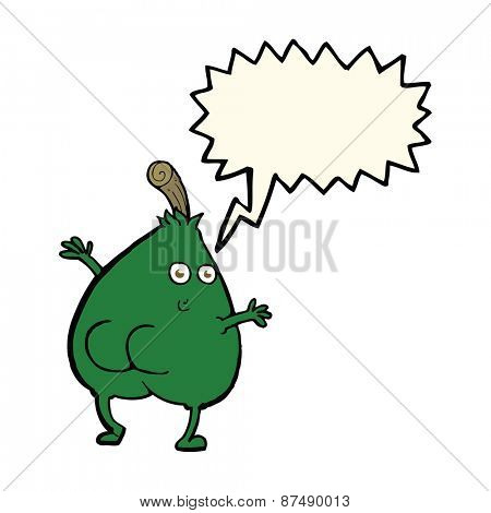 a nice pear cartoon with speech bubble