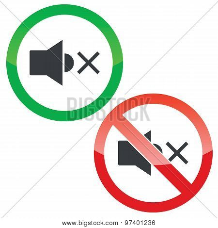 Mute permission signs set