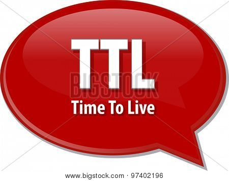 Speech bubble illustration of information technology acronym abbreviation term definition TTL Time to Live