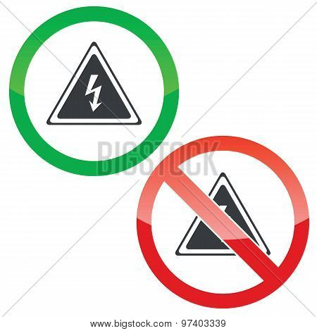 High voltage permission signs set