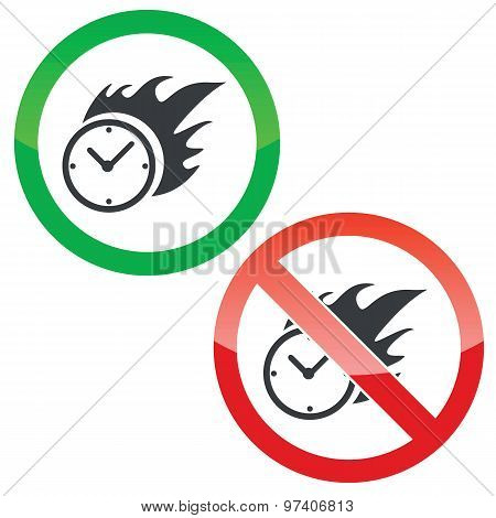 Burning time permission signs set