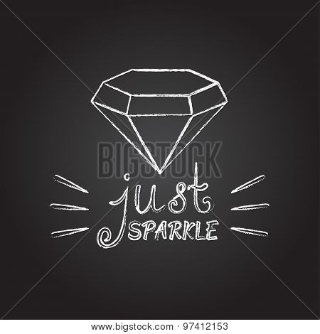 Single diamond outline gem vector Positive thinking Inspirational quote
