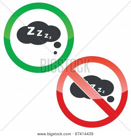 Sleeping thought permission signs set