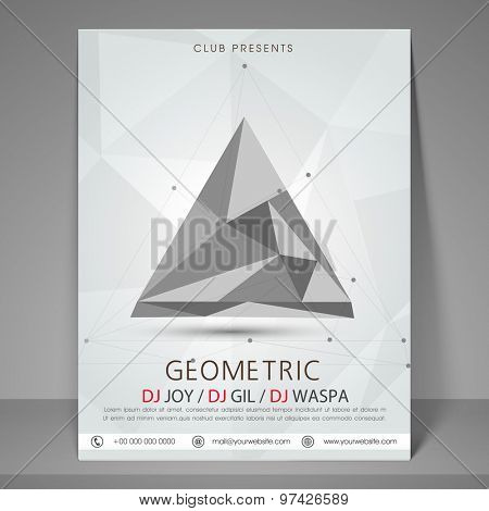 Stylish flyer, banner or template design for dj night party celebration.