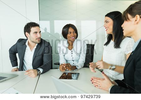 Business Brainstorming And Exchange Of Ideas By Nicely Dressed People