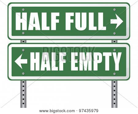 half full or empty think positive not negative optimistic versus pessimistic look at the bright side not the dark