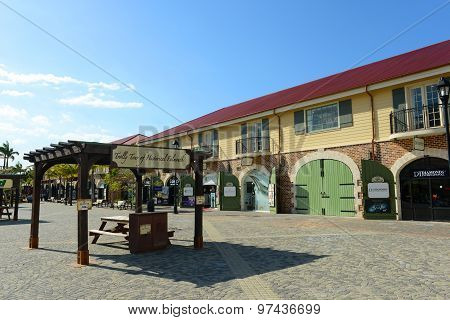 FALMOUTH, JAMAICA - DEC 29, 2014: Cruise Port of Falmouth in Falmouth, Jamaica. This port is built by Royal Caribbean Cruise company in 2012.