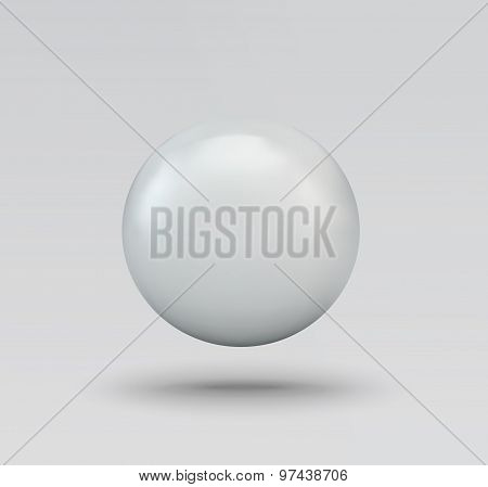 White Sphere In Flight. White Background. Vector