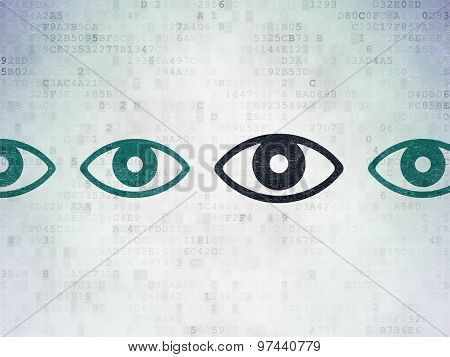 Safety concept: eye icon on Digital Paper background