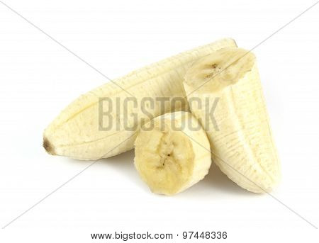 Cut and peeled banana pieces