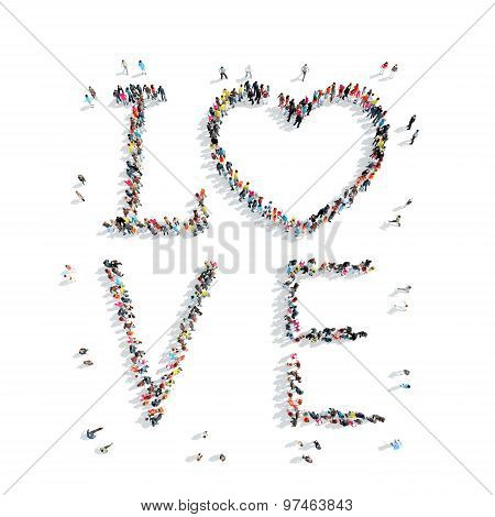 people in the shape of love, heart.