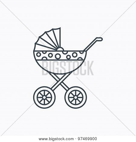 Pram icon. Newborn stroller sign.