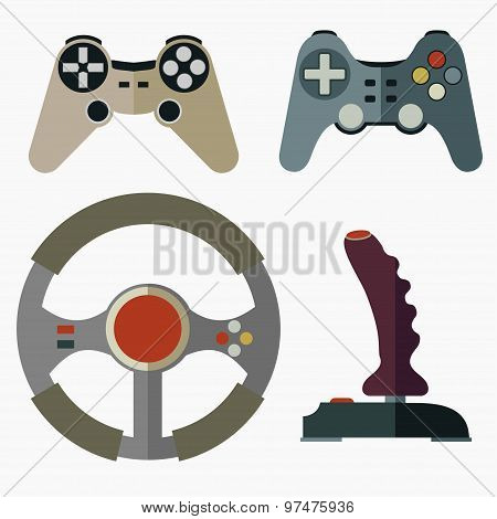 Joystick flat icons - vector