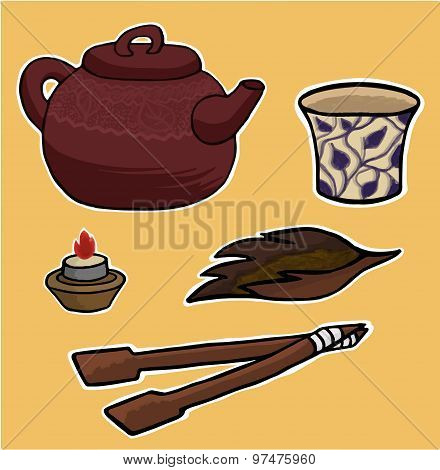Chinese Tea Ceremony Vector Pattern Illustration