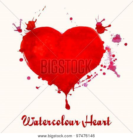 Watercolor heart - vector