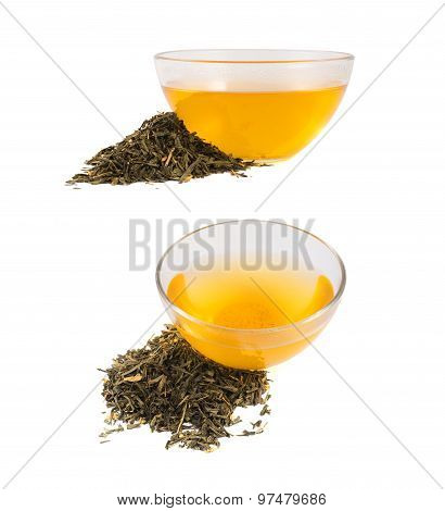 Glass bowl of tea isolated
