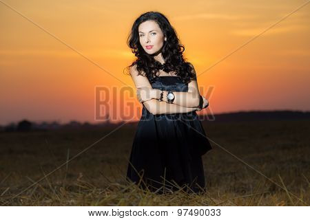 Elegant Female In The Field