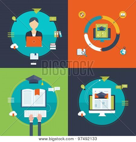 Flat design modern vector illustration icons set of strategy for successful business, online educati