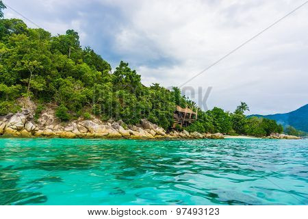 Beautiful Rock Island Tropical Ocean Landscape