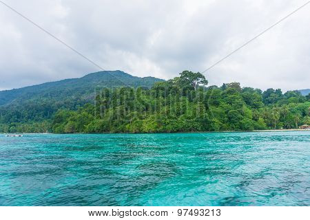 Beautiful Rock Island Tropical Ocean Landscape