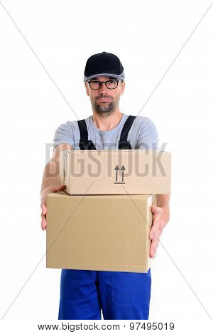 Overstrained Postman With Parcels