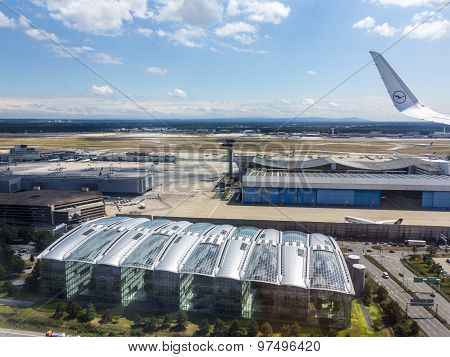 Aerial Of Airport In Frankfurt Germany