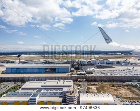 Aerial Of Airport In Frankfurt Germany