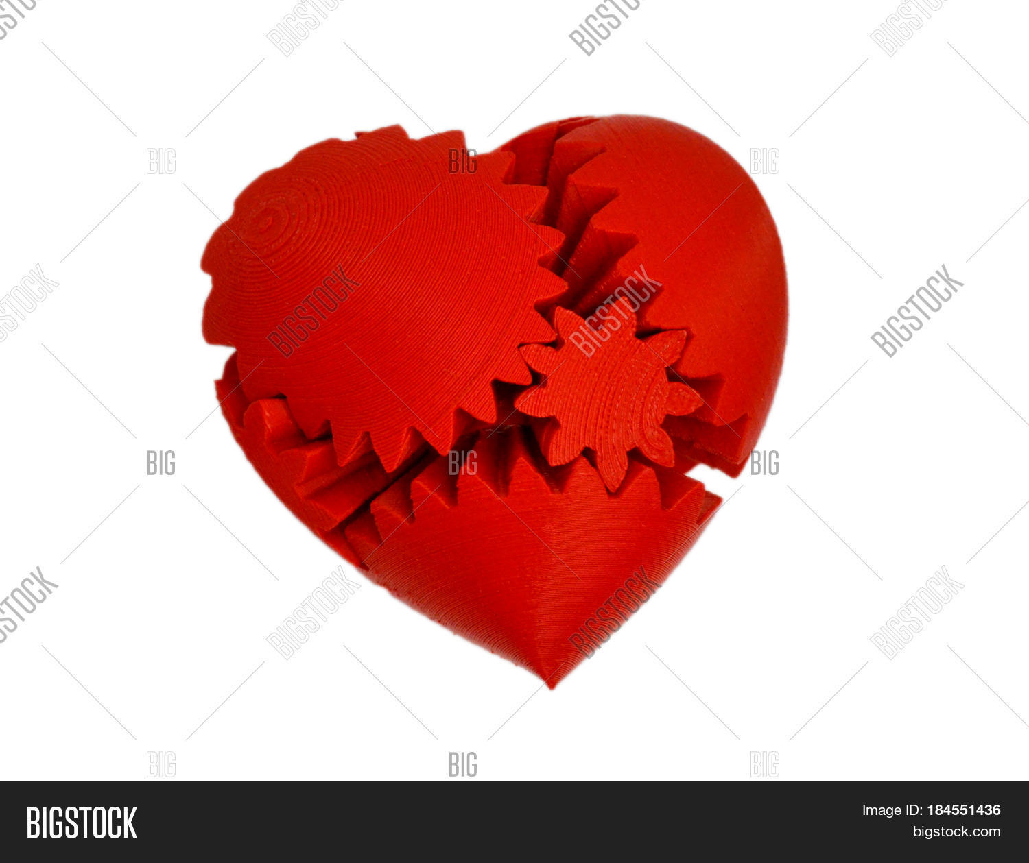 Objects Printed By 3d Printer Isolated On White Background Bright Colorful Object Heart Of
