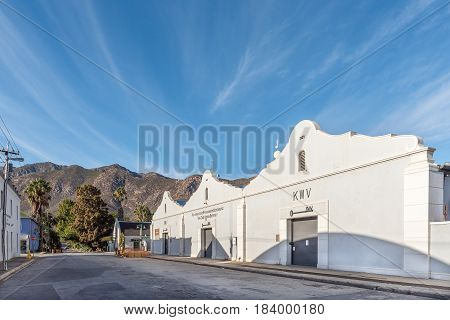 MONTAGU SOUTH AFRICA - MARCH 26 2017: The buildings of the KWV a mojor wine and spiritus producer in Montagu a town in the Western Cape Province