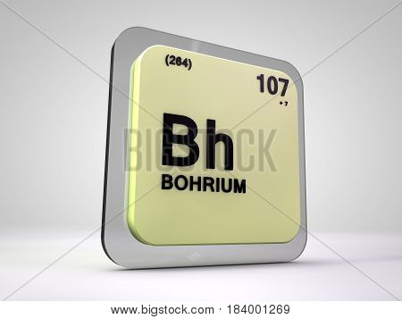 bohrium - Bh - chemical element periodic table 3d illustration