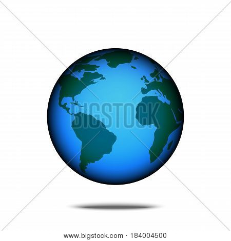 Earth globes isolated on white background. 3D planet Earth icon. Vector illustration