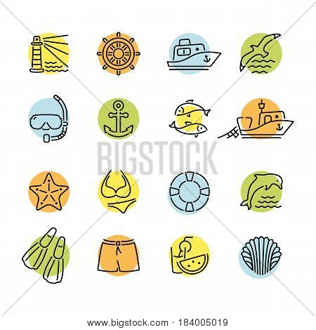 Marine Line Color Icon Circle