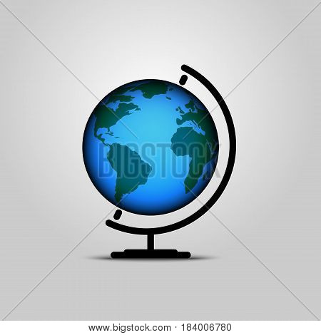 Earth globes isolated on grey background. 3D planet Earth icon. Vector illustration