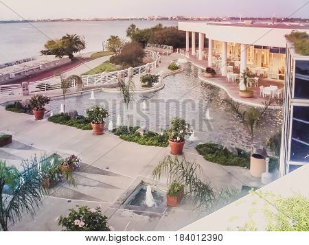 Galveston USA - May 18 2008: Moody Gardens is an educational tourist destination with a golf course and hotel in Galveston Texas which opened in 1986.
