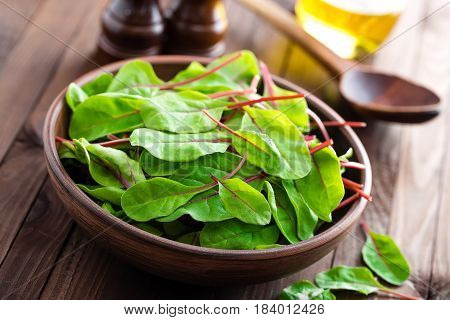 Fresh mangold leaves swiss chard or leaf beet