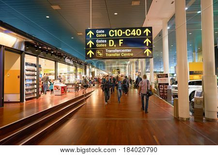 COPENHAGEN, DENMARK  - CIRCA SEPTEMBER, 2014: inside Copenhagen Airport, Kastrup.
