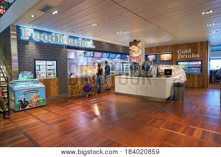 COPENHAGEN, DENMARK  - CIRCA SEPTEMBER, 2014: FoodMarket at Copenhagen Airport, Kastrup.