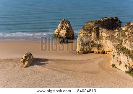 Natural rocks at Praia da Rocha, in the Algarve, Portugal
