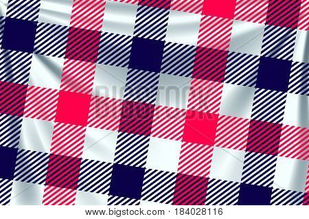 illustration of two colored red and blue square textile background with creases