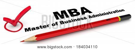 MBA. Master of Business Administration. The check mark 